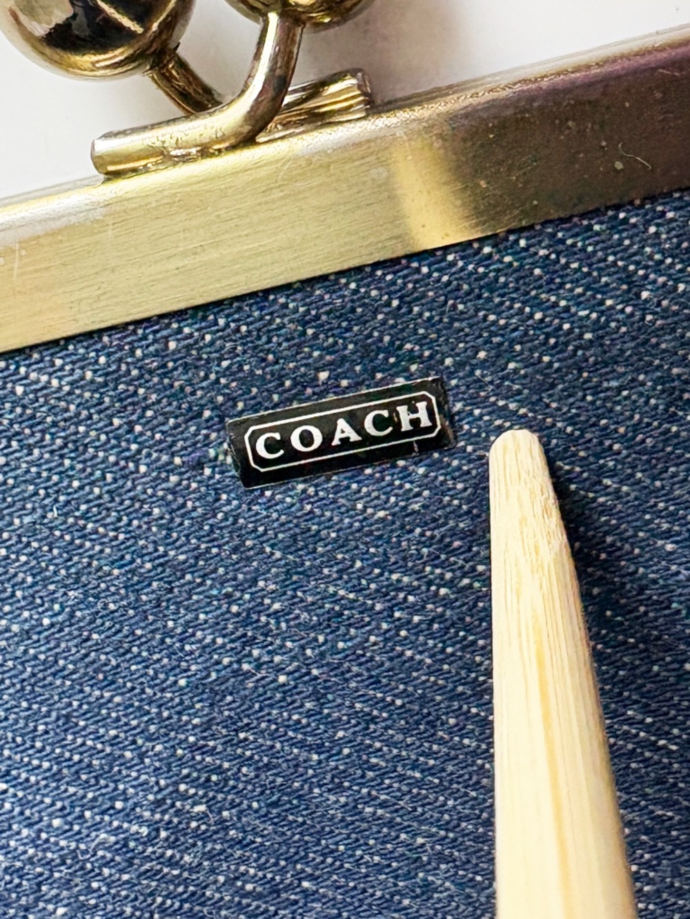 1970s Bonnie Cashin for Coach Red Leather Denim Double Entry Swinger Bag Rare - Picture 17 of 17